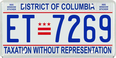 DC license plate ET7269