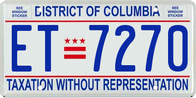 DC license plate ET7270
