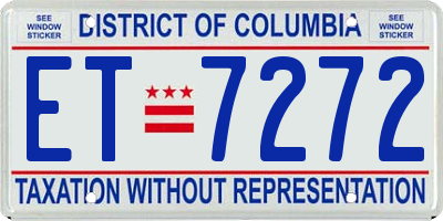 DC license plate ET7272