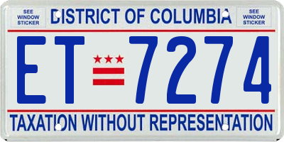 DC license plate ET7274