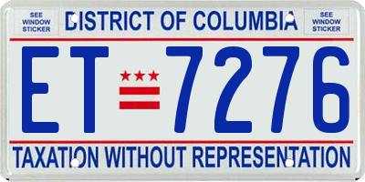DC license plate ET7276