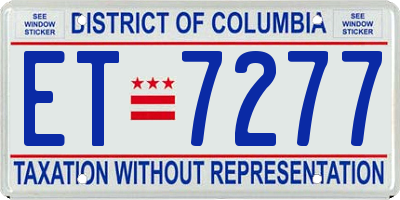 DC license plate ET7277