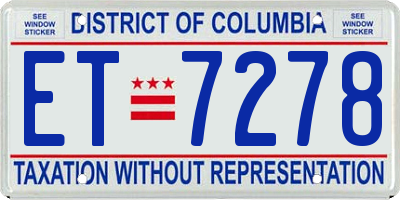 DC license plate ET7278