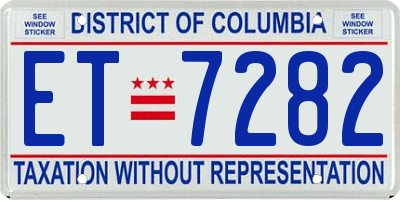 DC license plate ET7282