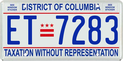 DC license plate ET7283