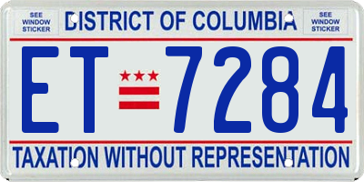 DC license plate ET7284