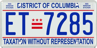 DC license plate ET7285