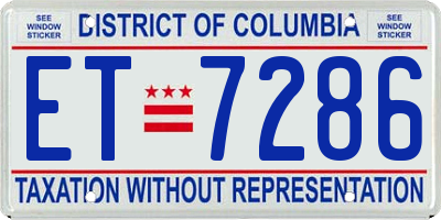 DC license plate ET7286