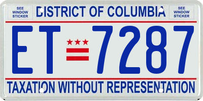 DC license plate ET7287