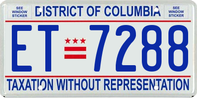 DC license plate ET7288