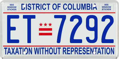 DC license plate ET7292