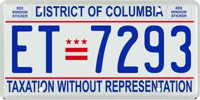 DC license plate ET7293