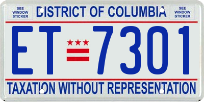 DC license plate ET7301