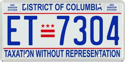 DC license plate ET7304