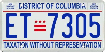 DC license plate ET7305