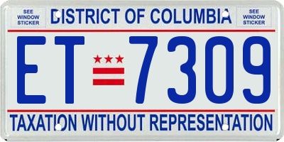 DC license plate ET7309