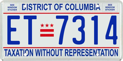 DC license plate ET7314