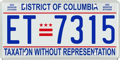 DC license plate ET7315