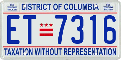DC license plate ET7316