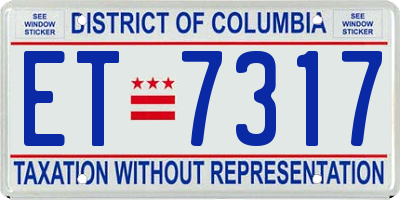 DC license plate ET7317