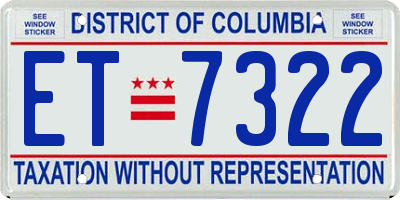 DC license plate ET7322