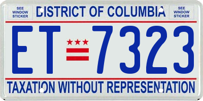 DC license plate ET7323