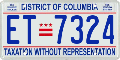 DC license plate ET7324
