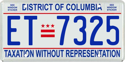 DC license plate ET7325