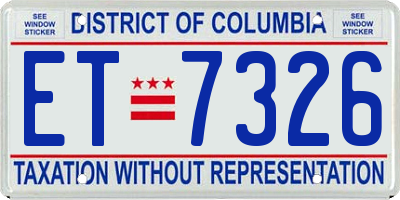 DC license plate ET7326