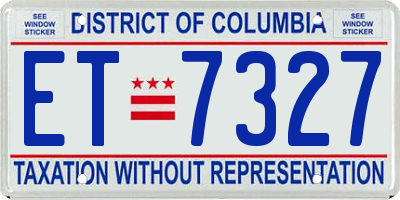 DC license plate ET7327