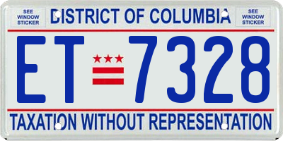 DC license plate ET7328