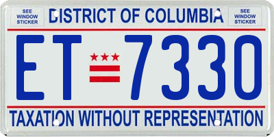 DC license plate ET7330