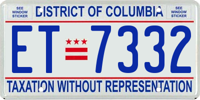 DC license plate ET7332