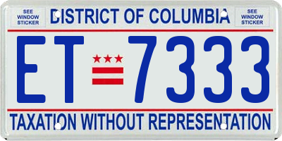 DC license plate ET7333