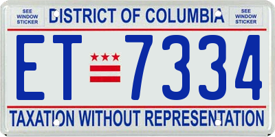 DC license plate ET7334