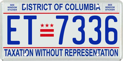 DC license plate ET7336