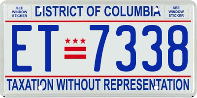DC license plate ET7338