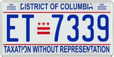 DC license plate ET7339