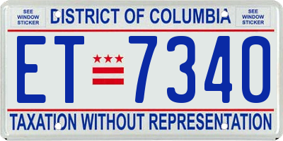 DC license plate ET7340