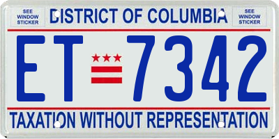 DC license plate ET7342