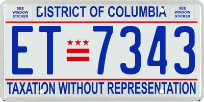 DC license plate ET7343