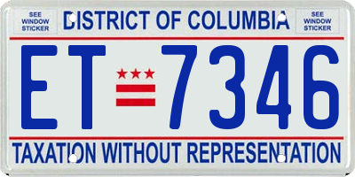 DC license plate ET7346
