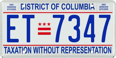 DC license plate ET7347