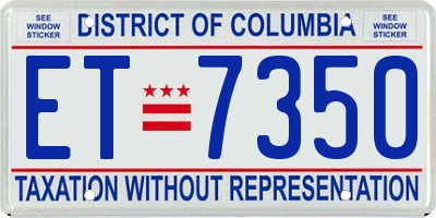 DC license plate ET7350