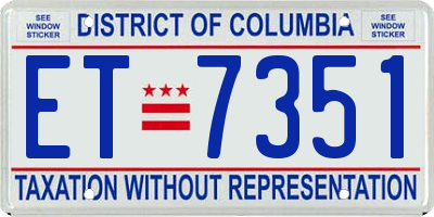 DC license plate ET7351