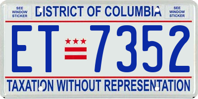 DC license plate ET7352