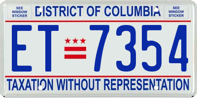 DC license plate ET7354