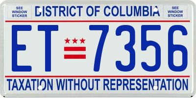 DC license plate ET7356