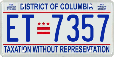 DC license plate ET7357