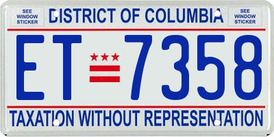 DC license plate ET7358